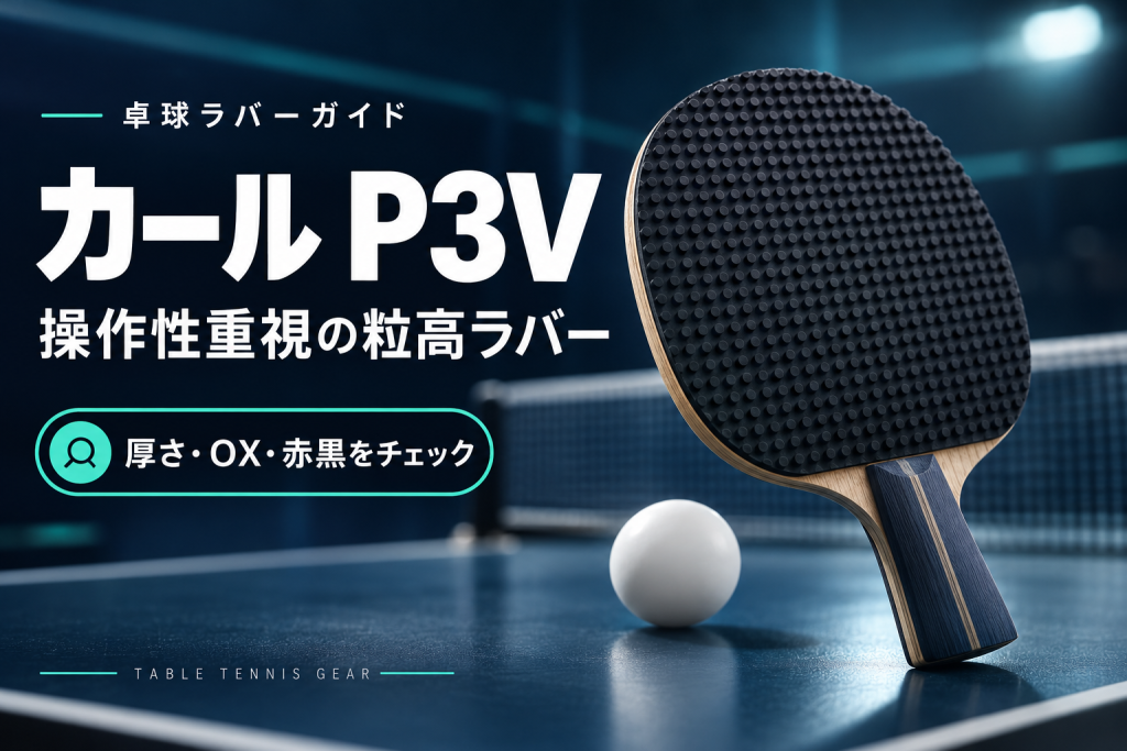 カールP3Vの特徴と選び方|操作性重視の粒高ラバー。厚さ・OX・赤黒をチェックするイメージイラスト